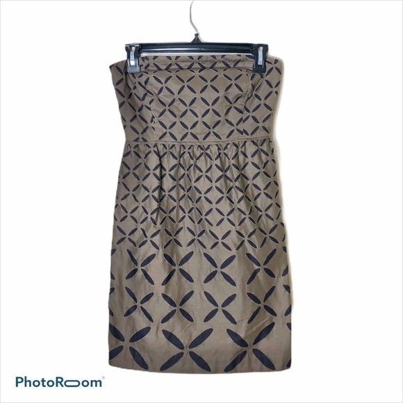 J.Crew Strapless X Floral Print Dress Sz 0 Brown - Picture 7 of 7